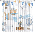 Blue Bear Curtains, Cute Lovely Bear Adventure Airplane Cloud Pastel Blackout Window Treatments, Rod Pocket Thermal Insulated Drapes 2 Panel Sets for Kids Bedroom Nursery Classroom, 63"W X 63"L