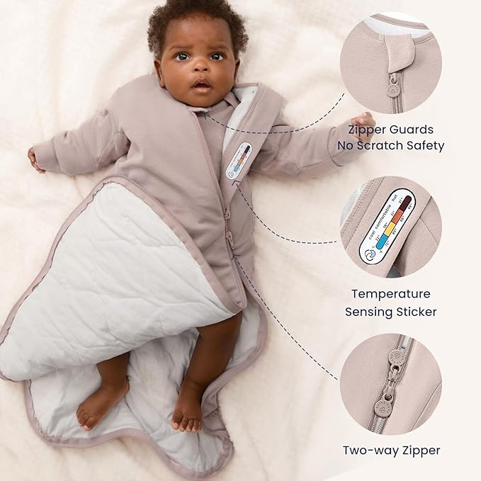 Unisex Sleeping Bag for Babies and Toddlers 1.0 Tog Sleep Sack 0-6 Months, Newborn Sleep Sack, Wearable Blanket Baby, One Piece Long Sleeves, Gifts for Baby