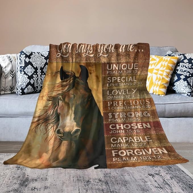 Horse Blanket Horse Gifts for Girls Women Men Horse Throw Blanket for Kids Adults Soft Warm Cozy Fleece Blanket for Couch Sofa Bed 60"x80"