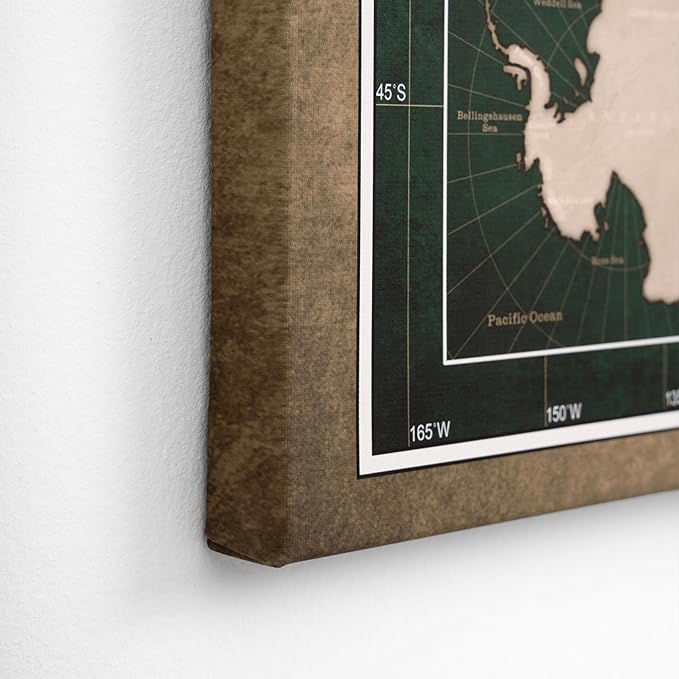 Canvas World Map with Cork Pin Board - English Lettering - Decorative Wall Decoration for All Rooms - Canvas Pictures with World Map Motif (90x60 cm, Pattern 4)