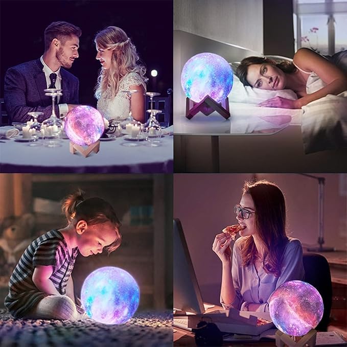 CPLA Galaxy Moon Lamp Upgrade 128 Colors, 3D Night Light Gifts for Girls Boys Kids Women Birthday, Remote and Touch Control, Diameter 5.9 inch