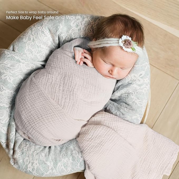 lulumoon Muslin Swaddle Blankets for Baby: Lightweight & Breathable Receiving Blankets for Hospital - Neutral Registry Gift for Newborn 3pack (Grey)