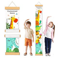 Personalized Name Height Chart for Kids, Kids Growth Chart for Wall, 59" X 7.9" Canvas Removable Height Chart Measuring Ruler for Kids & Baby(Paint Forest Animals）