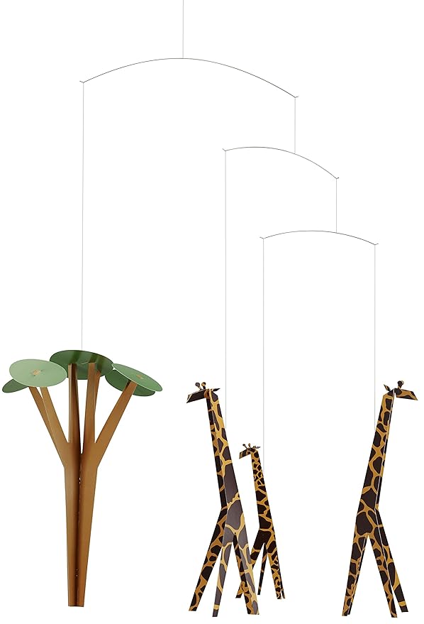 Giraffes On The Savannah Hanging Nursery Mobile - 24 Inches - Premium-Grade Cardstock - Handmade in Denmark by Flensted
