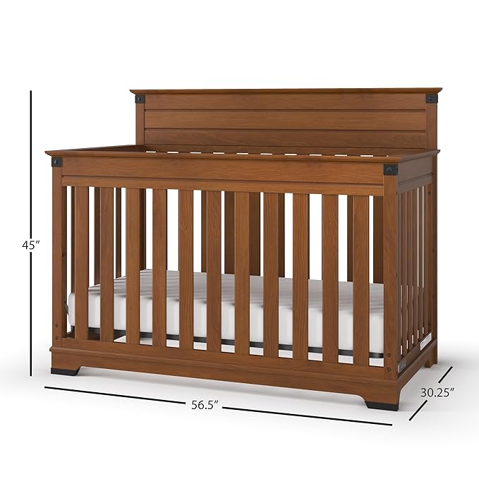 Child Craft Redmond 4-in-1 Convertible Crib, Baby Crib Converts to Day Bed, Toddler Bed and Full Size Bed, 3 Adjustable Mattress Positions, Non-Toxic, Baby Safe Finish (Coach Cherry)