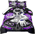 kxry Space Astronaut Galaxy Comforter Sets Full Size Outer Space Themed Bedroom Decor Bedding Sets Black and Purple Bedding Quilt for Kids Teen Girls 1 Comforter+ 2 Pillowcases