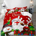 LUVIVIHOME 2PCS Red Christmas Duvet Cover Twin Bedding Sets, Boys Girls Kids Bedding, Santa Claus Snowman Reindeer Holiday New Year Xmas Gifts Christmas Comforter Bedspread Quilt Cover, 1 Pillow Case