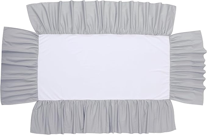 Crib Skirt Dust Ruffle, 100% Egyptian Cotton 400 Thread Count Soft Breathable Crib Bedding Skirt for Baby, Boys and Girls, Fading Resistant (Grey)
