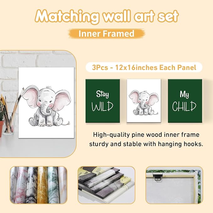 Personalized Baby Crib Set, 5 Pcs Baby Boy Crib Bedding Set, Custom Name Green Elephant Baby Crib Bedding Set Neutral, Double Layer Flannel Nursery Bedding Set, Infant Toddler Customized Gift
