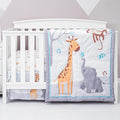 The Hōmistry 3-Piece Crib Bedding Set for Boys & Girls – Reversible Quilt, Fitted Sheet, Crib Skirt – Soft, Breathable & Durable Microfiber – Jungle Friends Theme