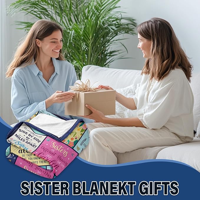 Sister Gifts for Sister Blankets, Sisters Birthday Gifts from Brother BFF Bestie, Best Sisters Ever Gift for Christmas Thanksgiving, Flannel Throw Blanket for Sofa Couch Bed 60"x50"