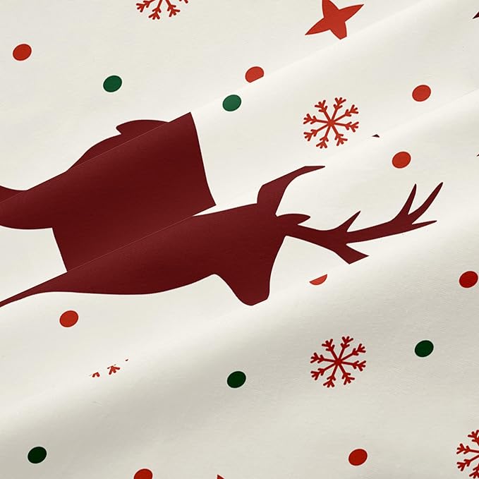 Christmas Duvet Cover Twin Size Red Bow Deer Bedding Set 2 Pieces Kids Boys Girls Xmas Christmas Tree Comforter Cover with Zipper Closure and 1 Pillowcase (No Comforter)