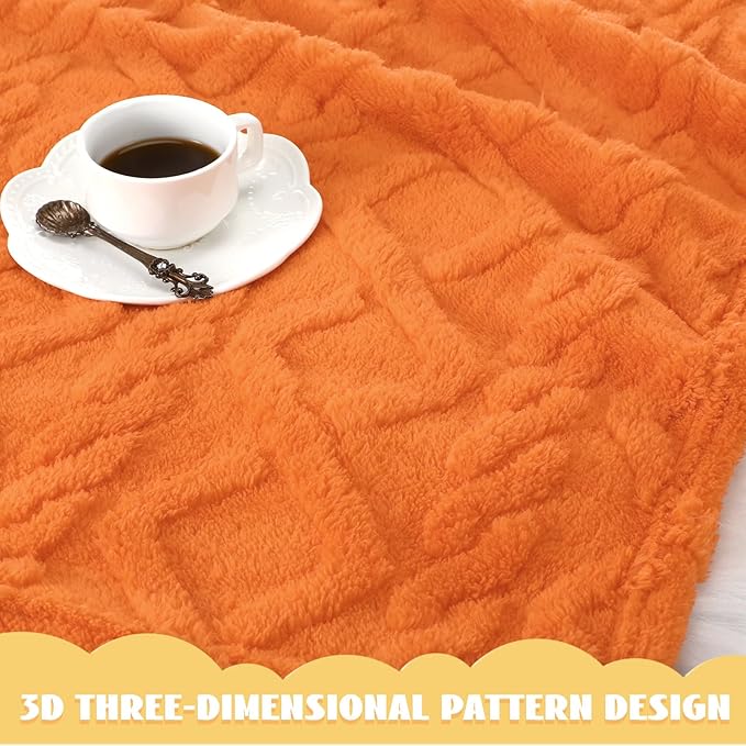 VitalCozy 4 Pcs Soft Fleece Baby Blankets Set 30" x 40" 3D Plush Warm Nursery Swaddling Bed Blanket Little Boys Girls Infant Toddlers and Newborn Receiving Gifts Blankets(Orange Set)