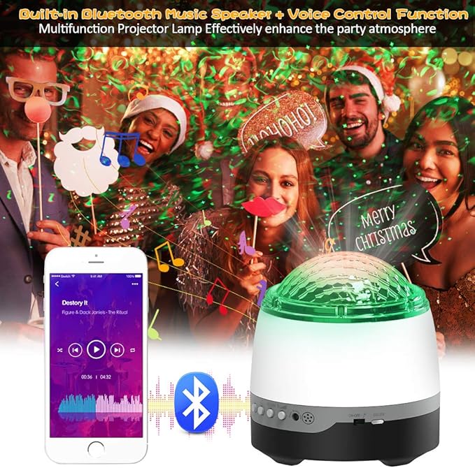 Galaxy Projector,Star Projector for Bedroom,Remote Control & White Noise Bluetooth Speaker,8 Soother Sounds,Timer,Star Night Light for Kids Room, Adults Home Theater, Party, Living Room Decor