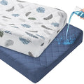 FIOBEE Changing Pad Cover Waterproof 2 Pack Quilted Diaper Change Table Sheets Breathable & Ultra Soft for Newborn Baby Boys Girls Fitted Changer Pads 32"x 16", Blue