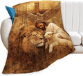 Jesus Blanket Lion Lamb Throws Christian Cross Print Plush Fuzzy Fleece Blankets Gifts for Girls Boys Women Super Soft Warm Cozy God Eagle Stuff for Men Women Couch Bed Sofa Bedding Decor 50"x40"