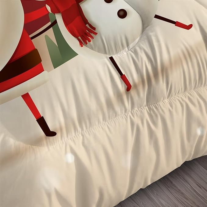 Christmas Comforter Sets Queen Size Xmas Santa Gnomes Bedding Sets Snowing Santa Claus Quilt for Bedroom,1 Comforter + 2 Pillow Cases