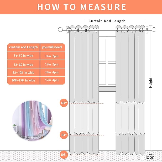 XiDi 90 Inch Curtains for Girls Bedroom Pink Rainbow Blackout Curtains Room Darkening Grommets Top Window Drapes for Kids Princess Nursery Room Decor Unicorn Wall Decals 2 Panels 42x90 Pink Purle