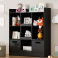 Kids Bookshelf with 9 Cube, Toy Storage Organizer with 2 Fabric Drawers, 3-Tier Freestanding Wooden Open Shelf Bookshelf, Modern Kids Display Bookcase for Bedroom, Living Room, Office, Black