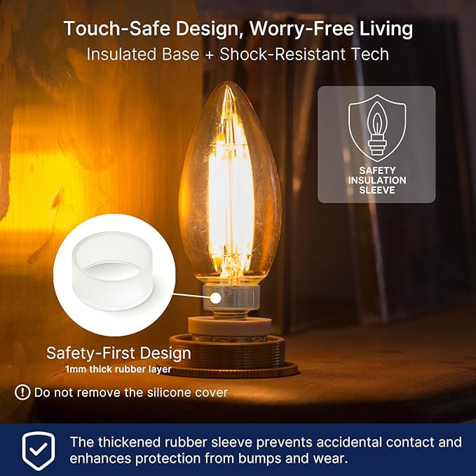 FLSNT 96 Pack LED Candelabra Bulbs 60W Equivalent, B11 Dimmable LED Chandelier Light Bulbs, E12 Base, 2700K Soft White UL,CA65 Listed.