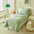 DuShow Green 4 Piece Toddler Bedding Set for Boys Girls,Embroidery Microfiber Crib Bed Sheets Set Soft Boho Comforter Set Bed in a Bag,Include Quilted Comforter,Flat Sheet,Fitted Sheet,Pillowcase