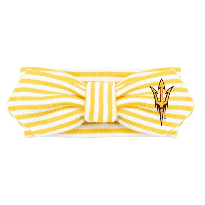 Creative Knitwear Arizona State Sun Devils Infant Girls Gold/White Striped Hair Knot Headband Embroidered Logo - Size Newborn - 4T