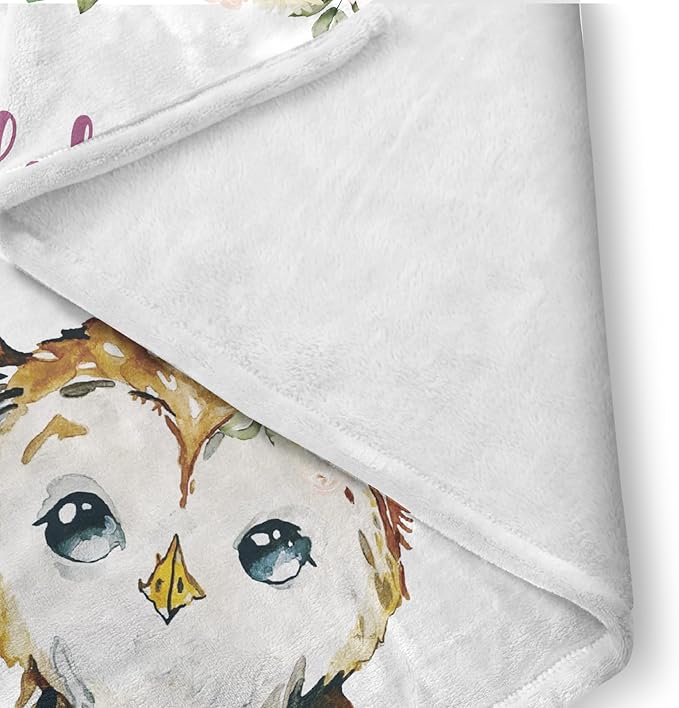 Custom Crib Bedding Set - Owl Design Personalized Name Baby Nursery Bedding 3 Pcs Set - Chic Soft Blanket, Sheet, Pillowcase for Newborns Boys Girls Gifts Color12