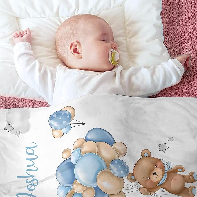 Personalized Baby Blanket with Name - Customized Soft Flannel Blanket for Boys & Girls (30x40 Inches) - Ideal Gift for Baby Shower, Birthday, Christmas, Newborn