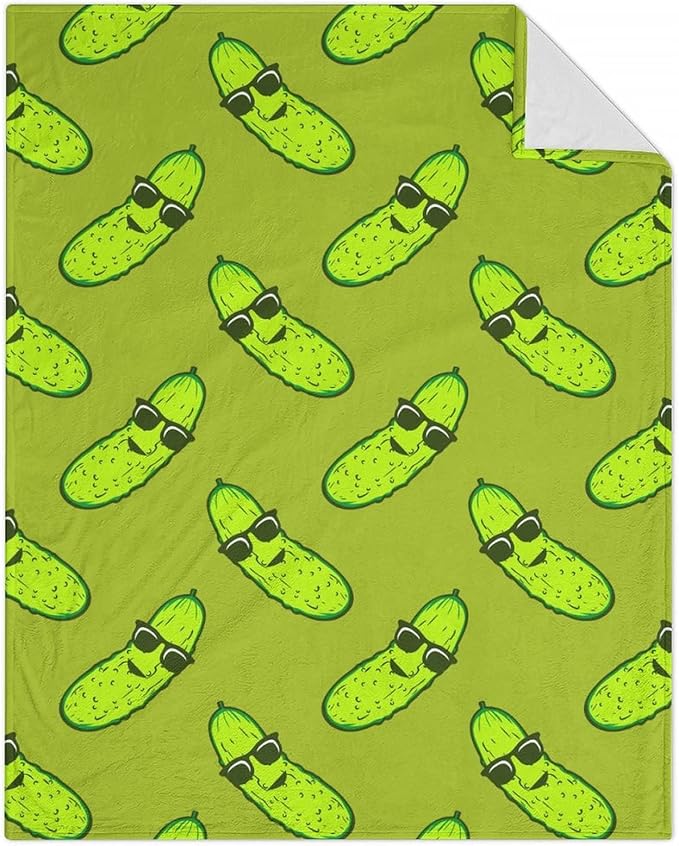 Pickle Throw Blanket for Baby - 30x40 Inches Lap Size - Soft Fluffy Cozy Blankets Gift - Green Funny Blanket Throws for Couch, Work