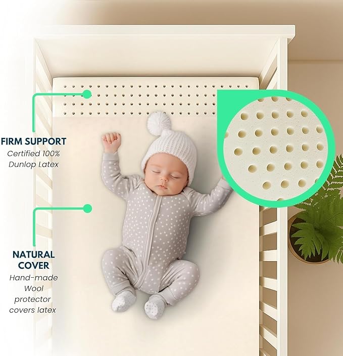 ORGANIC TEXTILES Organic Baby Mattress Topper with Wool Removable Cover - GOLS/GOTS Certified - Breathable, Hypoallergenic, 3" Mini Sleeper (31"x18")