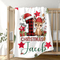 Personalized Baby's First Christmas Blanket, Custom Velveteen Boy Baby Name Christmas Blanket, Soft Fleece Or Sherpa Throw, Baby Shower, Made in USA