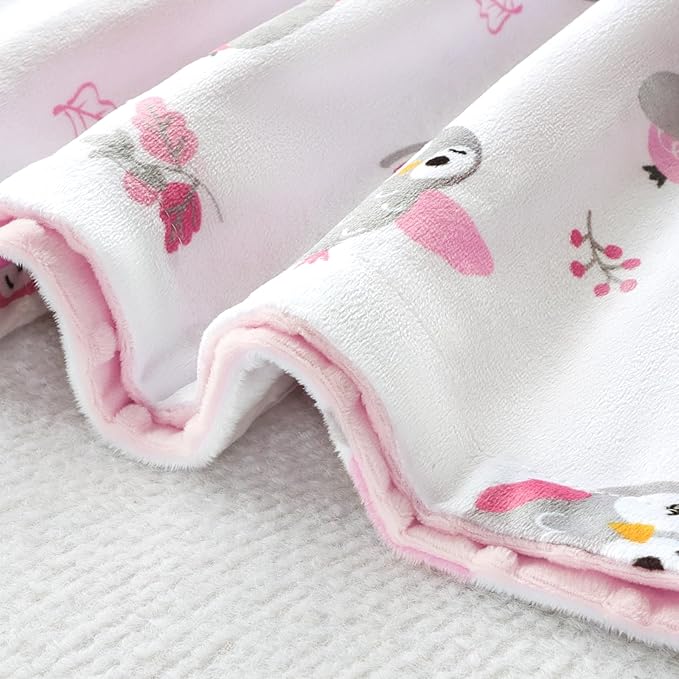 BORITAR Baby Blanket for Boys Girls Soft Plush Minky Fabric with Dotted Backing, Lovely Animal Owl Design Blanket for Toddler Newborn 30 x 40 Inch(75x100cm)