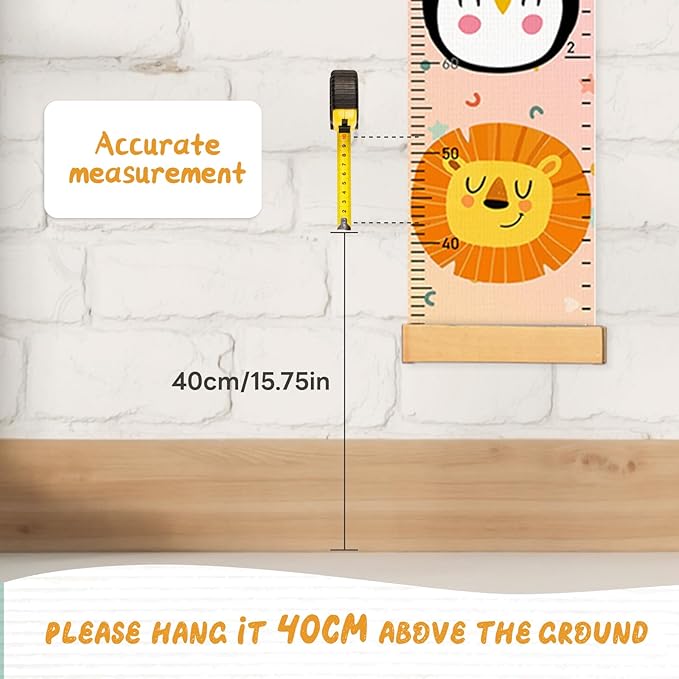 Personalized Name Height Chart for Kids, Kids Growth Chart for Wall, 59" X 7.9" Canvas Removable Height Chart Measuring Ruler for Kids & Baby(Painted Animal）