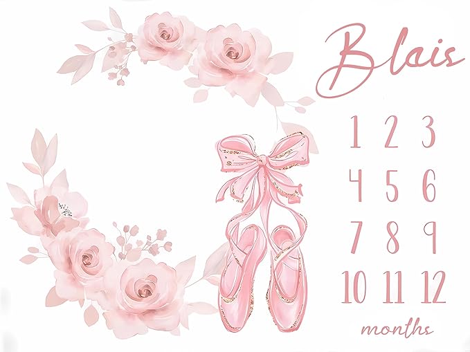 OLIVE OLIVIA Personalized Monthly Baby Milestone Blanket, Baby Months Blanket, Perfect Custom Newborn Gifts,30"x40"