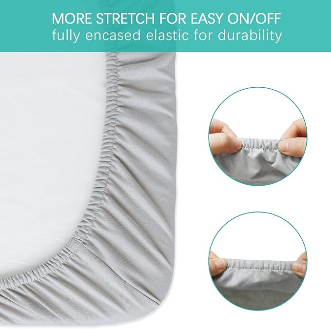 Bassinet Sheets Compatible with Halo Bassinest Swivel, Flex, Glide, Premiere & Luxe Series Sleeper,100% Cotton, 2 Pack, Ultra Soft Bassinet Sheet for Baby, Gray