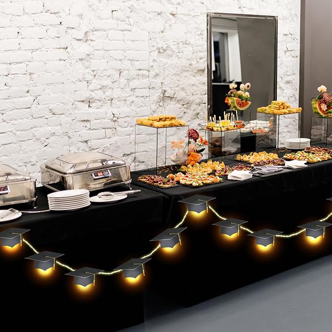 VIHOSE Graduation Decorations Class of 2025 Grad Cap String Lights 20 LED 10 ft Hanging Garland Banners Battery Operated for Wall 2025 Middle School Graduation Gifts Party Supplies