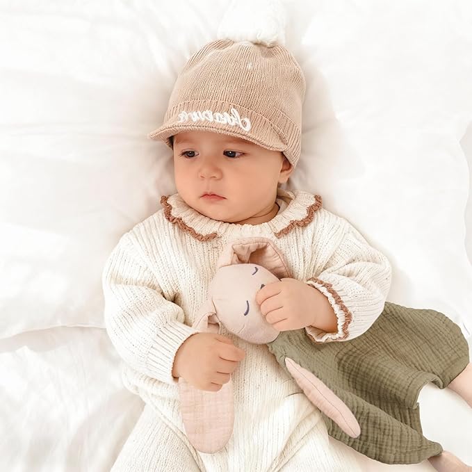 lulumoon Bunny Baby Security Blanket: Skin-Friendly Muslin Snuggle Lovey for Travel & Daycare - Newborn Gift for Baby Shower