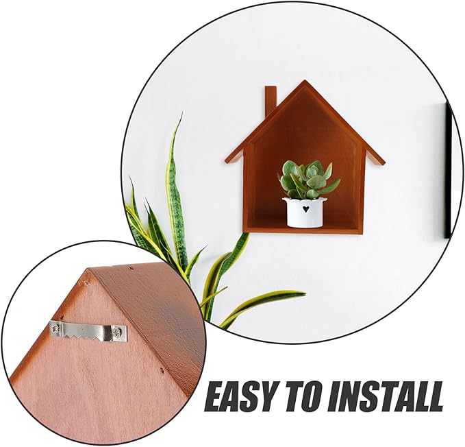 Creative Bedroom Wall-Mounted Storage Shelf House-Shaped Hanging Rack Decorative Wooden Shelf for Household Items and Small Item Organization