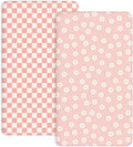 Crib Sheets for Boys and Girls, 2 Pack Fitted Baby Sheets for Standard Toddler Mattress 28" x 52", Soft Breathable Jersey Knit Baby Bedding (Daisy Check)
