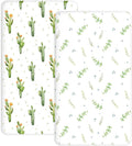 Crib Sheets for Boys and Girls, 2 Pack Fitted Baby Sheets for Standard Toddler Mattress 28" x 52", Soft Breathable Jersey Knit Baby Bedding (Desert Green)