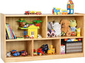 Costzon 2-Shelf Bookcase for Kids, Wooden Toy Storage Organizer for Books Toys, 5-Section Freestanding Classroom Daycare Montessori Bookshelf for Preschool, Home Playroom & Kindergarten (Burlywood)