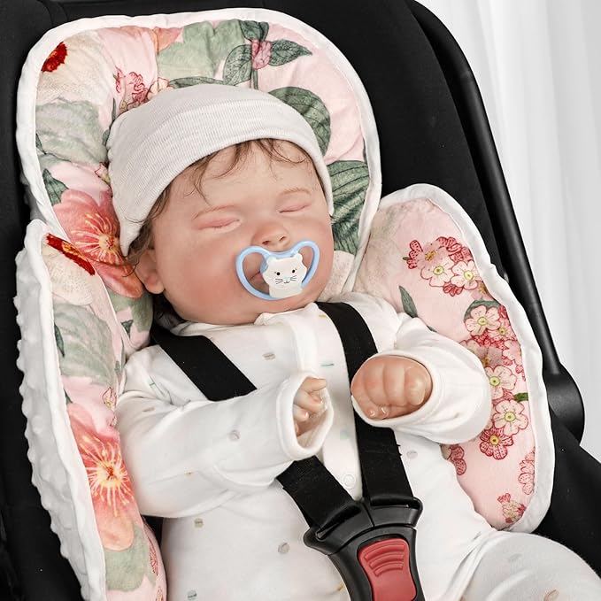 TANOFAR Infant Car Seat Head Support, Soft Baby Carseat Head & Body Support, Flower Baby Car Seat Insert Cushion for Newborn Boys