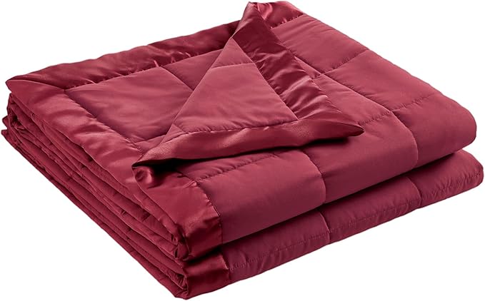 Madison Park Windom Down Alternative Blanket, Premium 3M Scotchgard Moisture Wicking Treatment, Lightweight and Soft Bed Cover For All Season, Full/Queen, Satin Trim, Burgundy