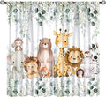 Kids Safari Animal Curtains Woodland Wildlife Jungle Animals Window Treatments for Boys Girls Bedroom Cute Cartoon Lion Nursery Children Drapes for Living Room W42xL63(Decor)