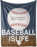 Personalized Baby Balll Soft Blanket: Custom Kids Baseball Design Blanket with Name and Number - Bedding Gifts for Infants Toddlers Adults 60x80inch