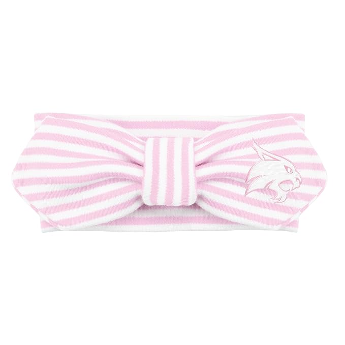 Creative Knitwear Texas State Bobcats Infant Girls Pink/White Striped Hair Knot Headband Embroidered Logo - Size Newborn - 4T