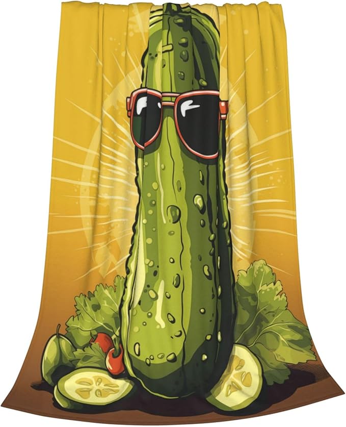 Funny Pickles Dill Blanket Gifts for Girls Women Flannel Throw Blankets for Home Couch Bed Sofa Soft Fuzzy Lightweight Decor All Season 50x40 Inches