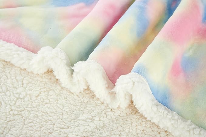 Flannel Baby Blanket Reversible Super Soft Blankets for Boys Girls Infant Newborn Sherpa Receiving Blankets for Crib Stroller Pink Tie Dye 30" x 40"
