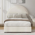 Twin Size Bed Frame, Boucle Upholstered Platform Bed with Headboard, Cloud Bed Frame with Soft Rounded Corners, No Box Spring Required, Easy Assembly, White