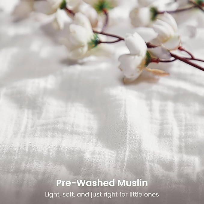 Bioweaves Organic Cotton Muslin Mini Crib Sheet, GOTS Certified Fitted Mini Crib Mattress Sheet, Extra Soft & Breathable for Toddler, Baby Boys & Girls, 38" x 24", 5 Inch Pocket, White